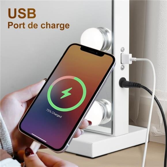 Hollywood Vanity Mirror with 18 Bulbs Lights, Large Lighted Makeup - Picture 12 of 14